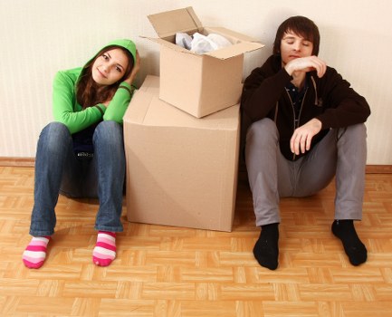 Household boxes and furniture ready for transport in Pinner
