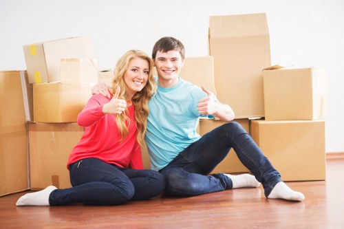 Commercial relocation items and office furniture prepared for transport